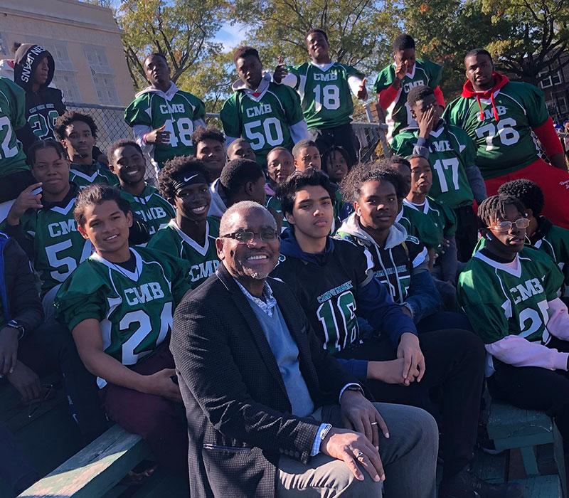 Congressman Gregory Meeks with a local sports team
